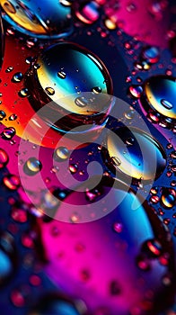 abstract and vibrant background features the beauty of water drops in a spectrum of colors.