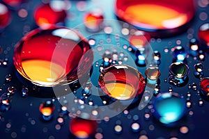 abstract and vibrant background features the beauty of water drops in a spectrum of colors.