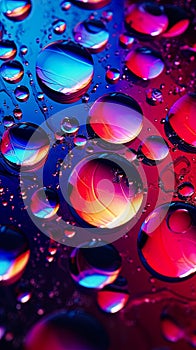 abstract and vibrant background features the beauty of water drops in a spectrum of colors.