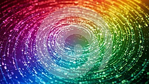 Rainbow Digital Data Swirl with Binary Code
