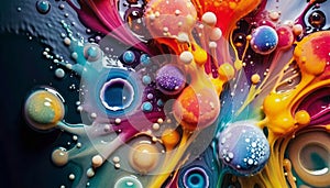 Abstract Vibrant Forms and Bubbles Dance
