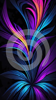 Abstract vibrant glowing neon colors illustration wallpaper background AI Generated