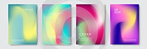 Abstract vibrant gradient geometric cover designs, trendy brochure templates, colorful futuristic posters. Vector illustration