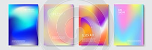Abstract vibrant gradient geometric cover designs, trendy brochure templates, colorful futuristic posters. Vector illustration