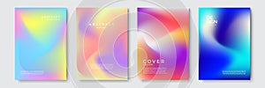 Abstract vibrant gradient geometric cover designs, trendy brochure templates, colorful futuristic posters. Vector illustration