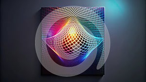 Abstract vibrant grid artwork on dark background, modern digital canvas print. Generative AI