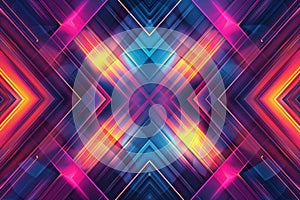 Abstract vibrant neon light symmetry background