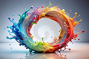 Abstract Vibrant Ring of Splashes in Motion