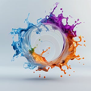 Abstract Vibrant Ring of Splashes in Motion