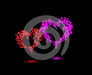 Abstract Vibrant Valentineâ€™s day Heart Symbols on black background