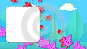 Abstract video with falling horizontally colorful leaves