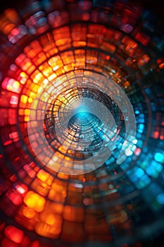 An abstract view of a colored tunnel. 3d illustration