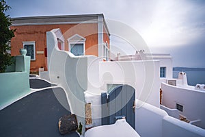 Abstract view of the cycladic style of traditional houses at Santorini.