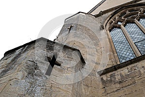 Abstract view of a famous English cathedral showing a carved out crucifix.