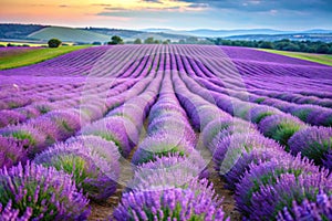An abstract view of lavender fields