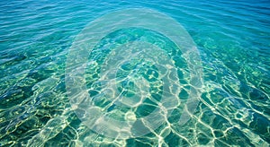 An abstract view of light refracting through clear ocean water