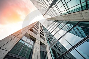 Abstract view looking up at modern building