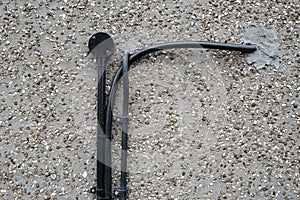 Abstract view of newly installed electrical wiring seen on a house external wall.