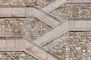 An abstract view of an outdoor staircase in Bratislava Castle, w