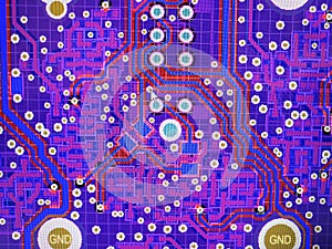 Abstract view of PCB design from computer screen