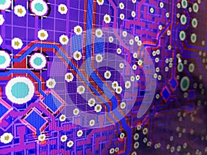 Abstract view of PCB design from computer screen