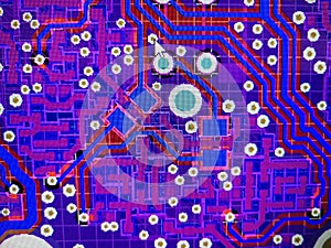 Abstract view of PCB design from computer screen