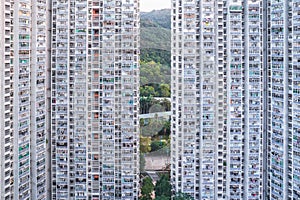 Abstract view of the public housing in Ma On Shan, Hong Kong