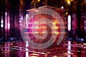 abstract view of quantum computer core with light reflections