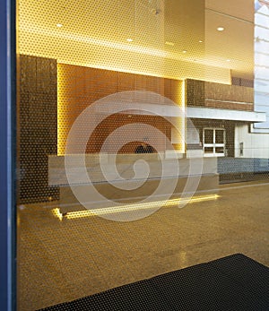 Abstract view of a reception area in an office building