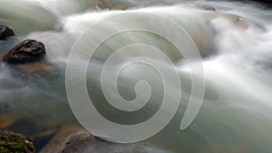 Abstract view of rushing water flowing down the river