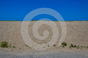 Abstract view of sand dune and summer blue sky, Kanaiwa, Kanazawa, Ishikawa Prefecture, Japan