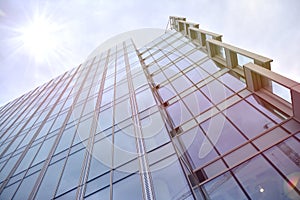 Abstract view of a skyscraper with sunlight