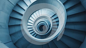 An abstract view of a spiraling staircase, leading to unknown architectural heights.