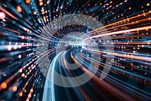 Abstract view of a stream of computer data and binary code