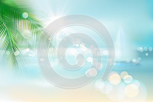 View of the tropical beach. Vector Illustration.