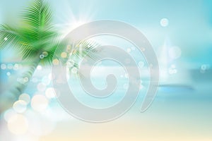 Abstract view of a tropical beach. Vector Illustration.