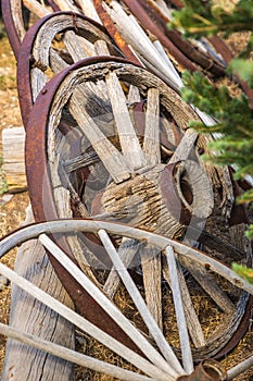 Abstract of Vintage Antique Wood Wagon Wheels.