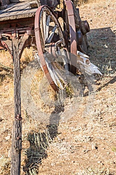 Abstract of Vintage Antique Wood Wagons and Wheels.