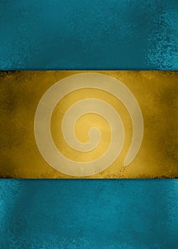 Abstract vintage blue background and gold striped center