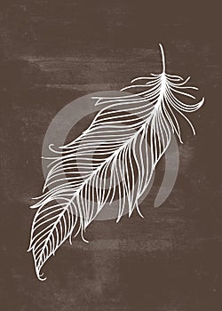 Abstract vintage feather print boho minimalist wall art abstract home decor