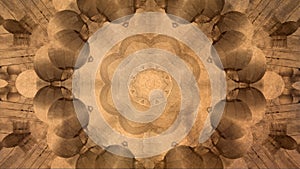 Abstract vintage motion symmetric kaleidoscope background in warm tones