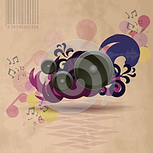 Abstract vintage music background with speakers