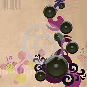 Abstract vintage music background with speakers