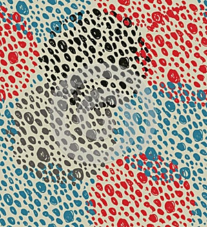 Abstract vintage seamless background with circles of dots. Retro grunge pattern