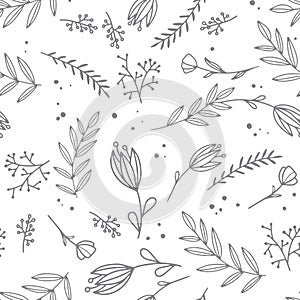 Abstract vintage seamless flower pattern.