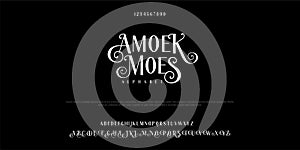 Abstract vintage Serif alphabet fonts. Typography technology vector illustration