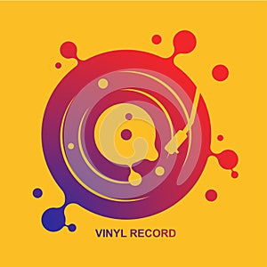 Abstract vinyl record liquid music vector with yellow  background graphic