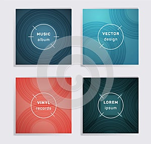 Abstract vinyl records music album covers set.