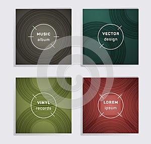 Abstract vinyl records music album covers set.