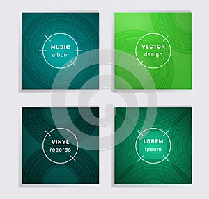 Abstract vinyl records music album covers set.